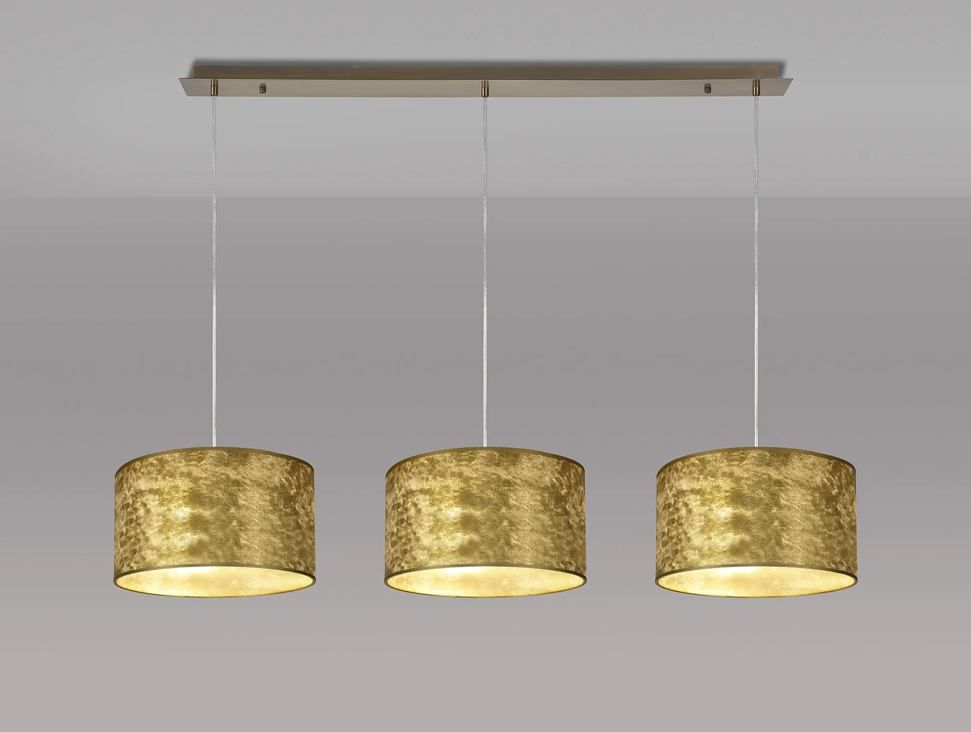 Baymont 30cm Shade 3 Light Pendant Antique Brass, Gold Leaf DK0839  Deco Baymont AB GL